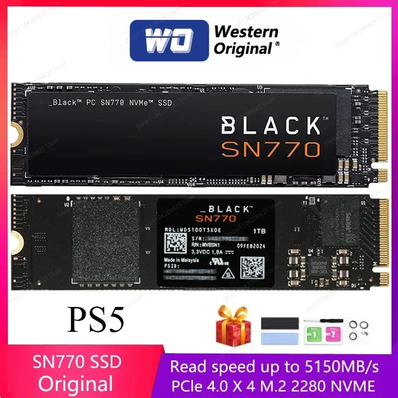 

Original BLACK SN770 8TB 4TB NVMe SSD 2TB 1TB 500GB Internal Gaming Solid State Drive PCIe4.0 M.2 2280 For Laptop Desktop PS5