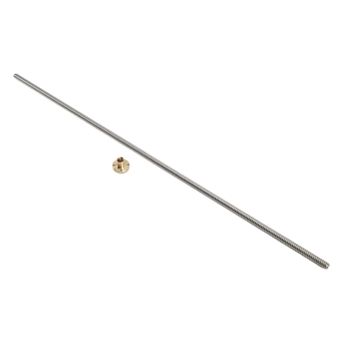 (B63C) 500mm T8 Lead Screw and Brass Nut (Acme Thread, 2mm Pitch, 4 Starts, 8mm Lead) for 3D Printer Z Axis