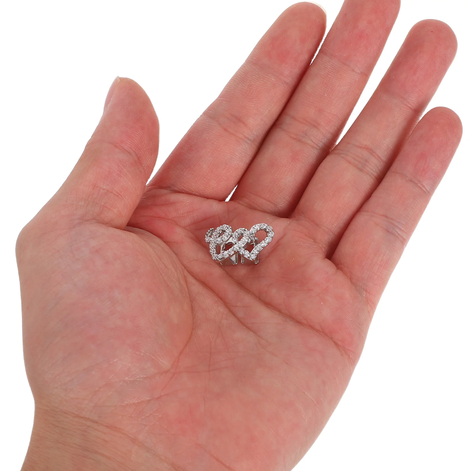 

Stylish Tooth Accessory Hip Hop Teeth Grills Double Heart Design Sparkling Charms Durable Copper Individuality Expression