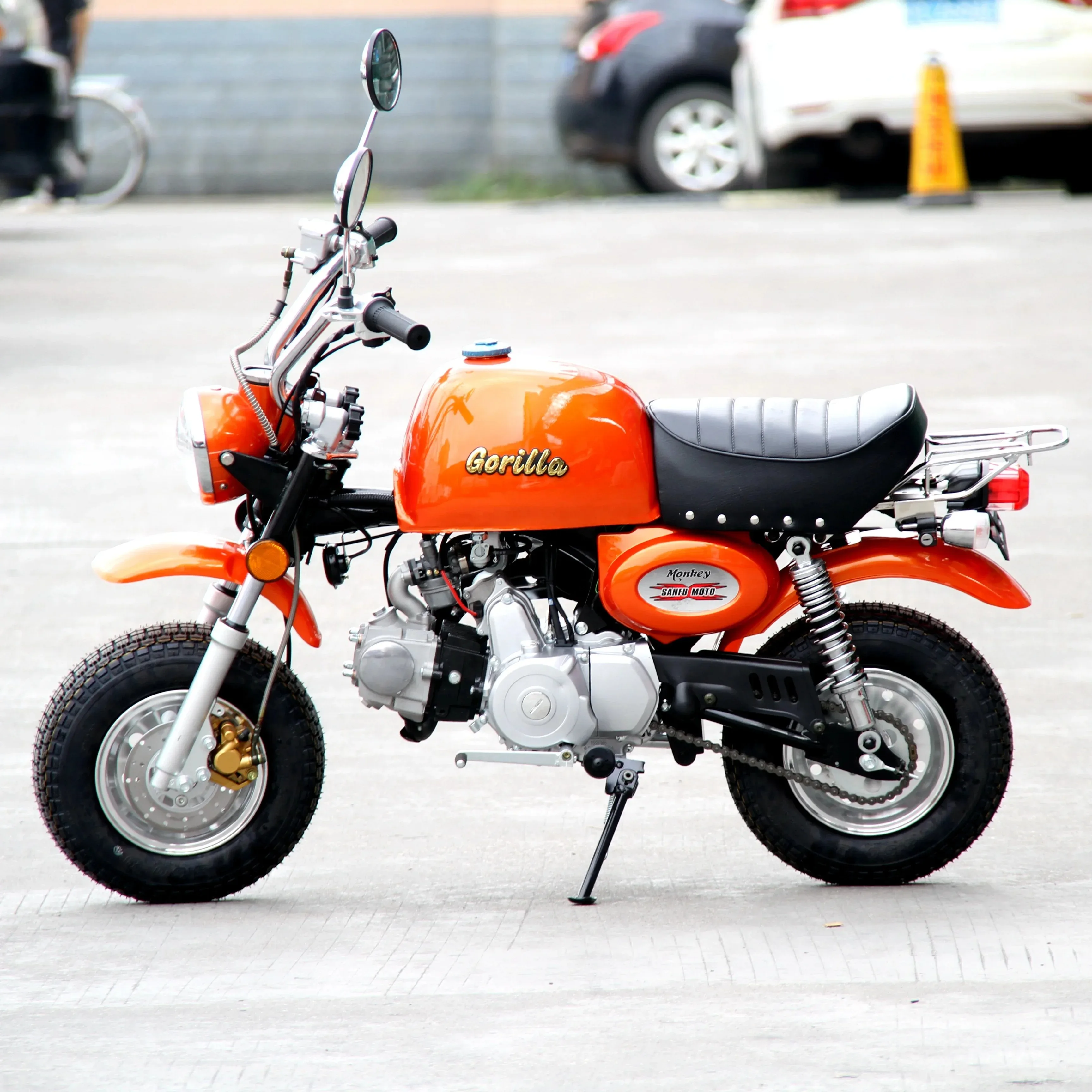 110cc Gas Monkey Gorilla Trail Bike 4-Stroke Electric Kick Start Retro Pit Bike, 8L Tank Dual Shocks 3.50-8 Fat Tire for Adults.