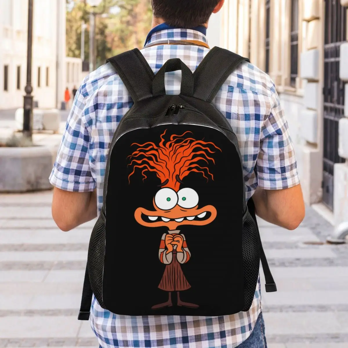 Mochilas personalizadas Inside Out Ansiedade Retrato, Bookbag básica para escola e faculdade, Mulheres e homens