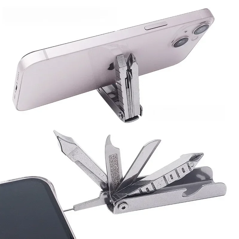 Multifunctional Keychain Screwdriver Set Flat & Phillips Bits Mini Portable EDC Tool for Outdoor Repair & Daily Use