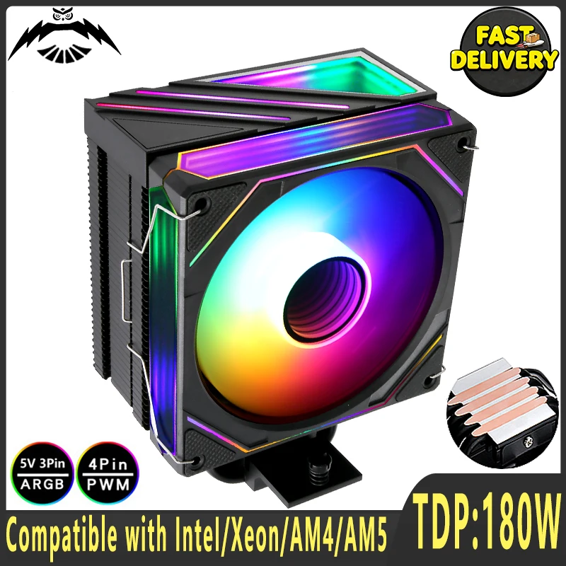 

Air-cooled CPU Cooling Fan Compatible LGA2066 115x 1200 Apply to xeon x79 x99 All Intel series AM4 AM5 4 Heat Pipe Cooler 120mm