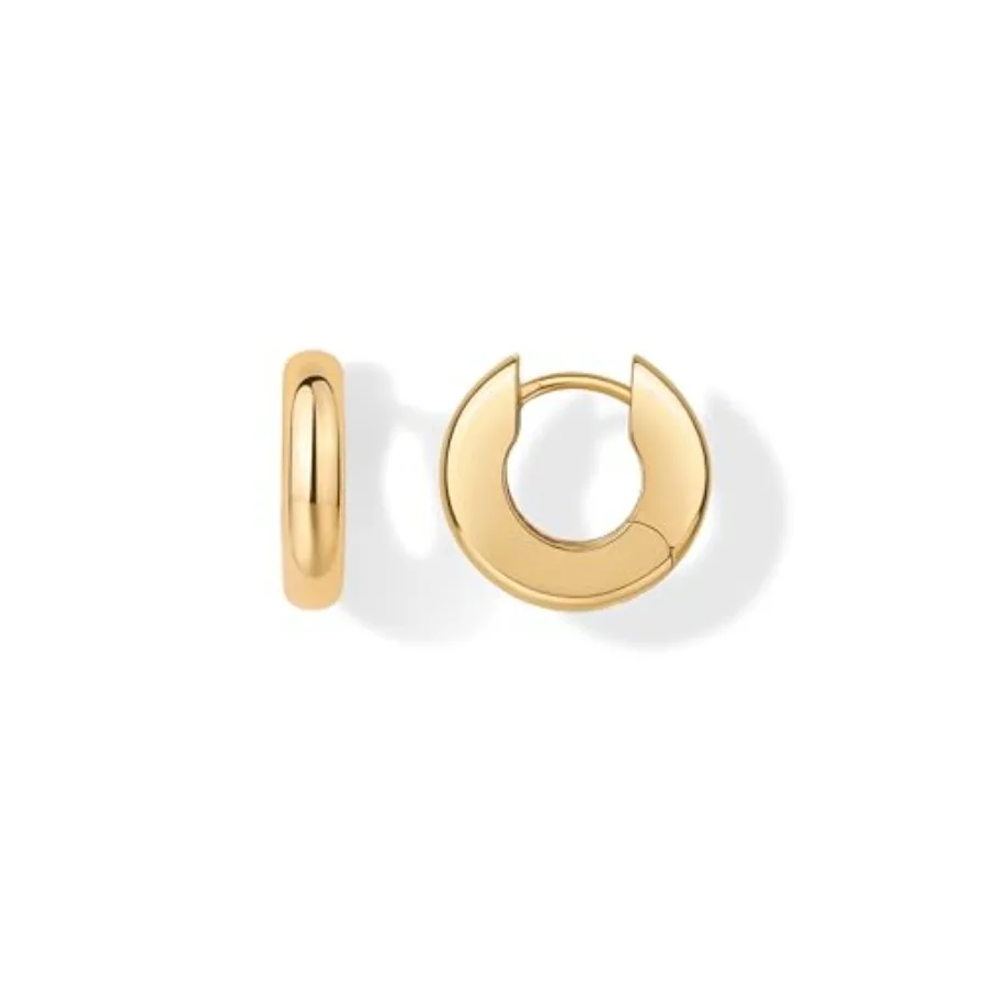 

14K Gold Plated Huggies Earrings for Women - 925 Sterling Silver Posts Small Gold Huggie Hoop Earrings - Ultra Hoops Trendy Jew