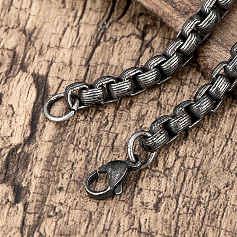 Men Vintage Punk Hip Hop lobster clasps Bracelet Boy Trendy Personality Coarse Stainless Steel Cast Wristband For Boyfriend Gift