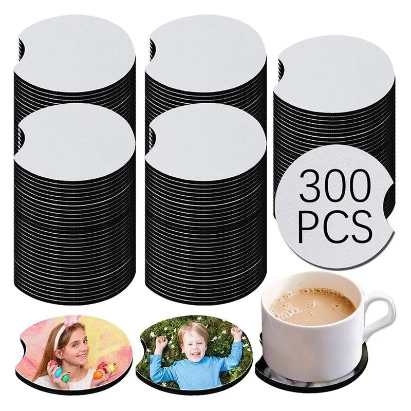 AC23-DIY Circular Blank Sublimation Coasters-300Pcs Bulk For Heat Transfer Crafts, 2.75 In