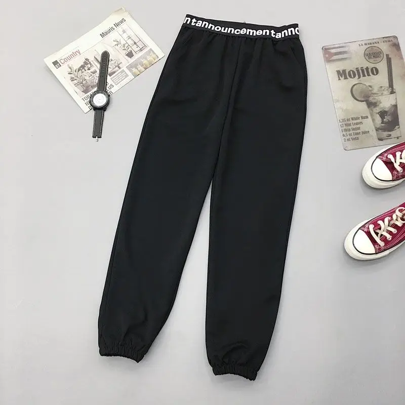 Women Joggers Sweatpants Spring Summer Loose Harem Pants Korean Style Ankle Length Elastic Cuff Casual Slimming Trousers