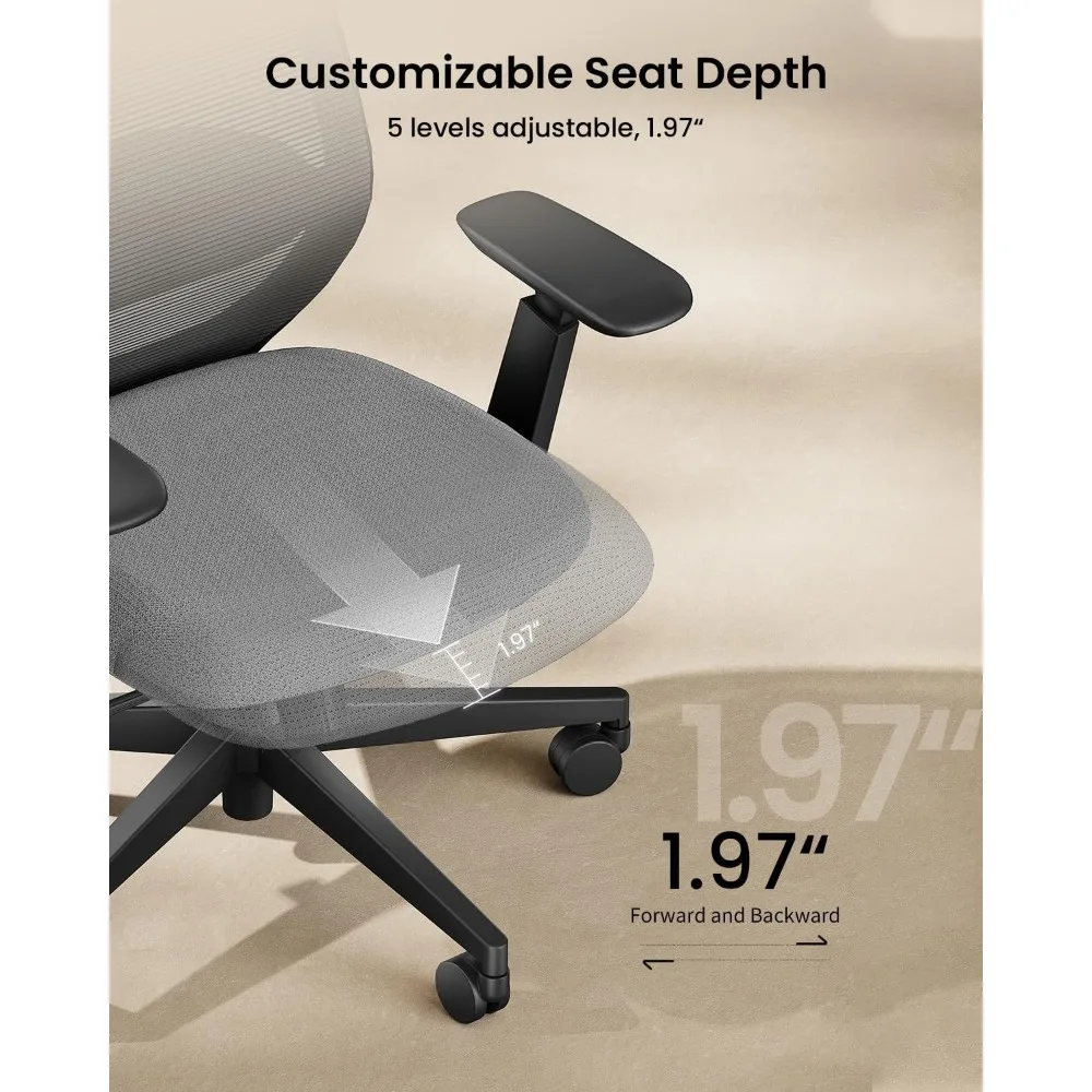 كرسي مكتب مريح ProtoArc - كرسي كمبيوتر شبكي عالي الظهر EC200 مع دعم قطني، ومسند رأس قابل للتعديل ثلاثي الأبعاد ومقعد منزلق #4