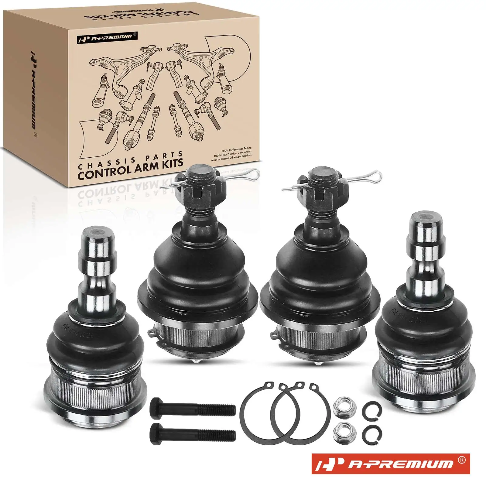 A-Premium 4x Front Lower & Upper Ball Joint for Ford Ranger 1998-2001 Mazda B2500 1999 B3000 B4000 1998-2001
