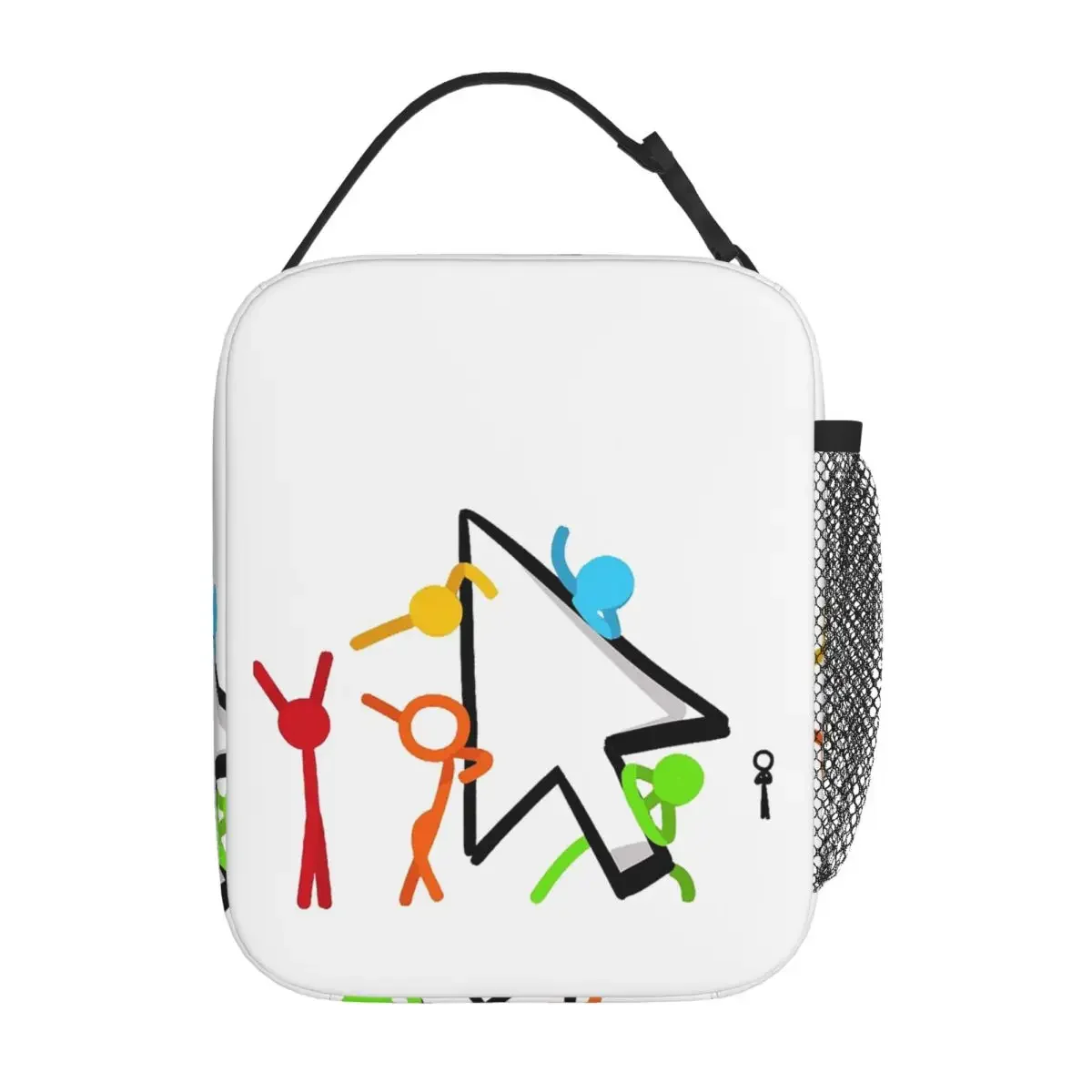 Alan Becker Five Stick Figures With Fire Mouse Pickaxe Insulated Lunch Bag for Women Children Food Boxes Thermal Lunch Box Tote