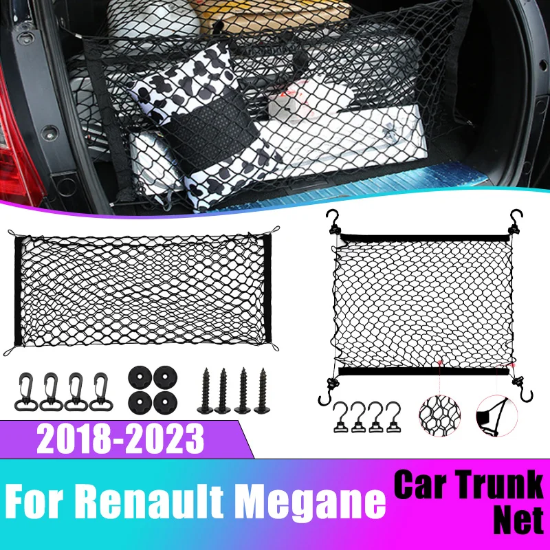 

Car Boot Trunk Net For Renault Megane IV 4 2018-2023 2019 Nylon Black Mesh Luggage Bag Storage Rear Back Cargo Car Accessories