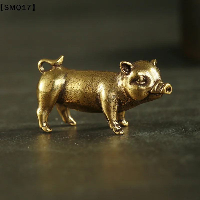 Brass Creative Small Bronze Pig Figurines Chinese Zodiac Pig Ornaments Metal Pendants Ornaments Desktop Decoration  Decor【SMQ】