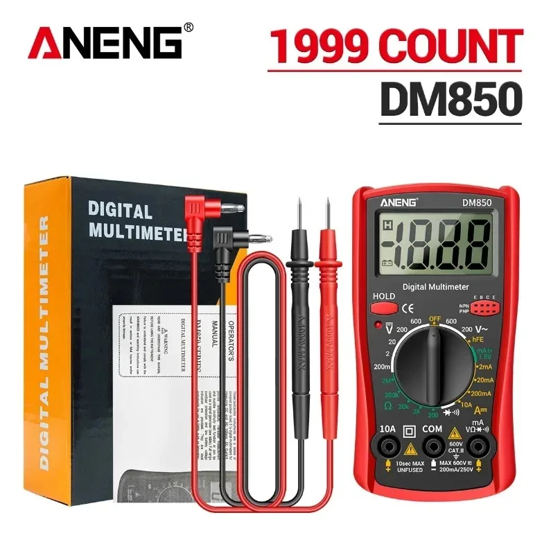 

ANENG DM850 Digital Multimeter Electrical Temperature Tester Automatic Range Voltage Current Resistance Diode
