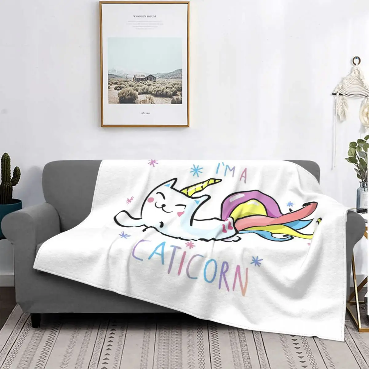 I'M A CATICORN-Manta A cuadros para cama, manta con capucha, A cuadros y fundas