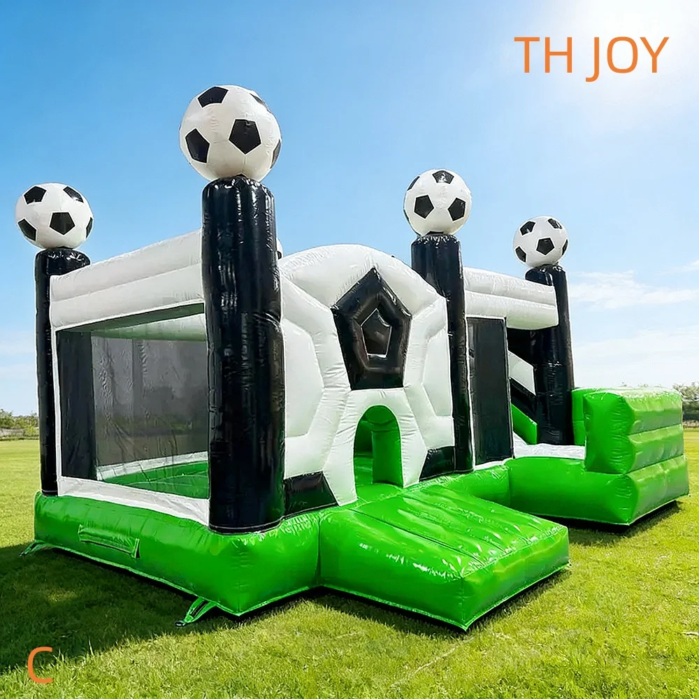 Commerial Football aufblasbares Moonwalk Bounce House Fußball-Türsteher Combo Slide-Spielzeug zu verkaufen