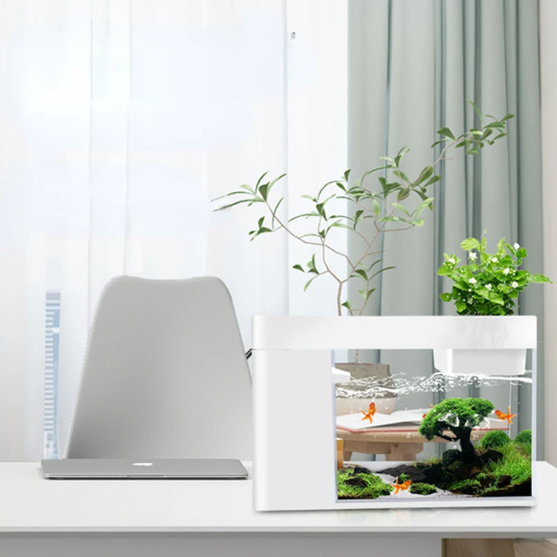 

Desktop Small Aqua Acrylic Plastic Aqua Home Office Fish Flower Aqua Landscape