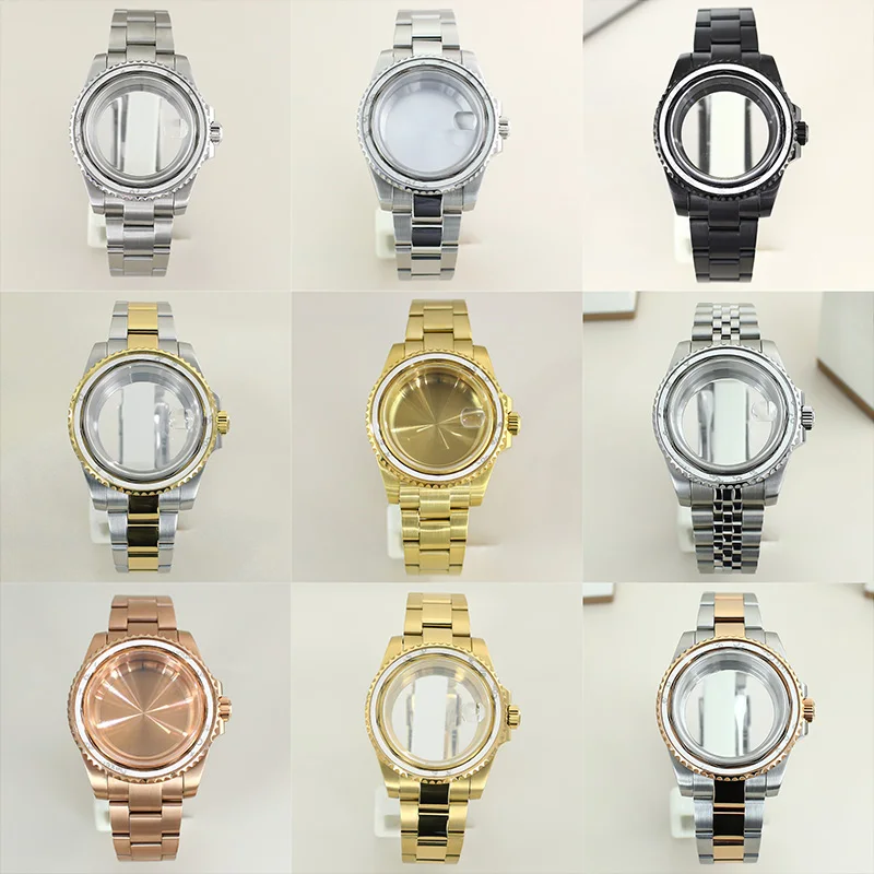 For 38mm*30.6mm Sloping Bezel Watch Case 40mm Fit NH35 NH36 NH34 Miyota8215 ETA2824 Movements 20mm Steel Bracelet Sapphire Glass