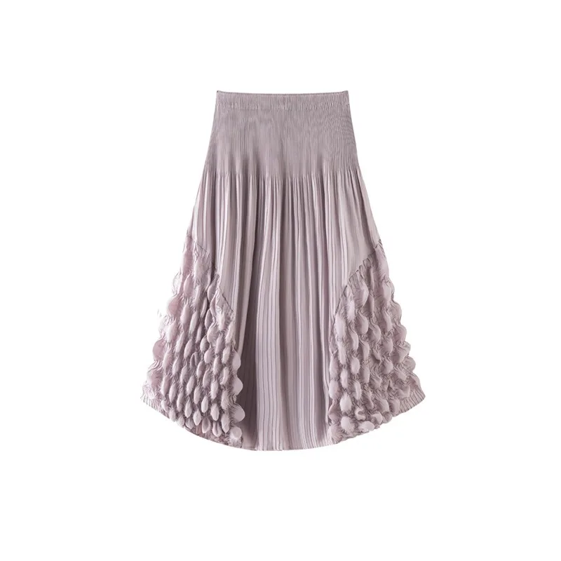 Miyake Pleated 2026 Original Design Purple Pleated Skirt for Women New Summer Style with Draped Feel Elegant A-line Skirt Pleat