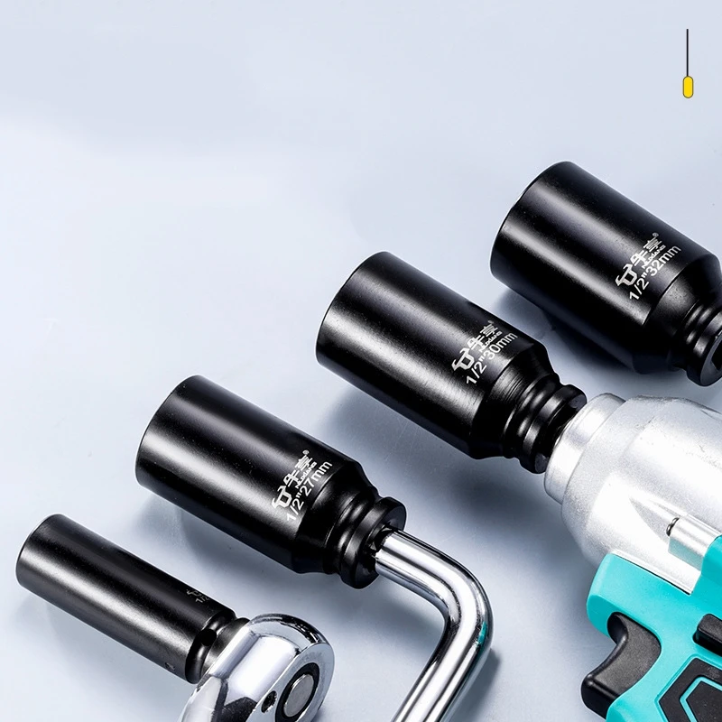 8-28mm Impact Wrench Socket Square Driver Head 1/2" Impact Socket Lengthed Adapter Wrench Head Hexagon Electrical Wrench Socket image 2