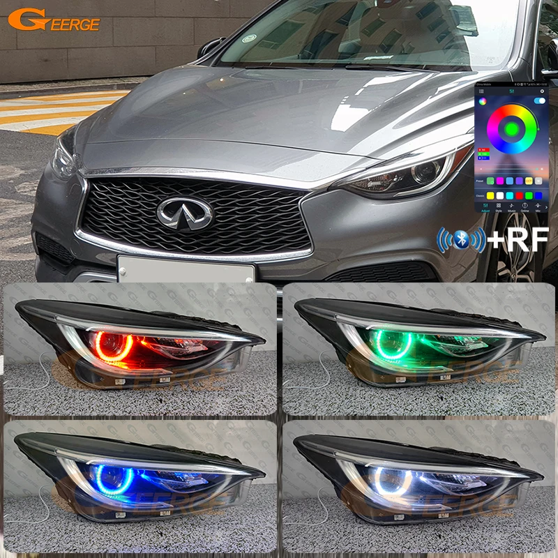 

For Infiniti QX30 Q30 H15 2017 2018 2019 Bluetooth-Compatible APP Multi-Color Ultra Bright RGB LED Angel Eyes Kit Halo Rings