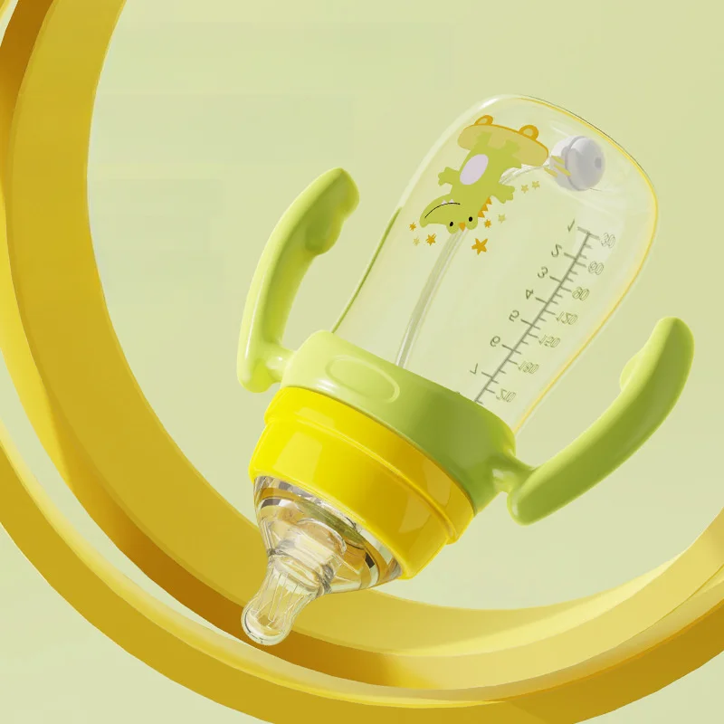

Детская бутылочка емкостью 300 мл, специально разработанная для младенцев, легко держать и чистится, с ручками для удобного использования на открытом воздухе.