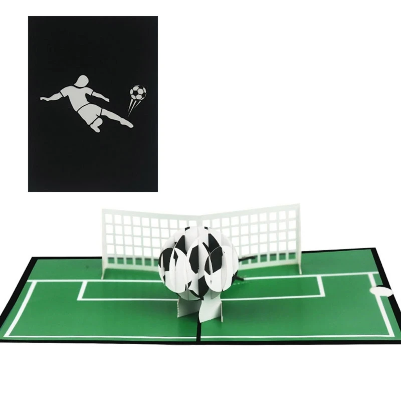 Football Soccer 3D Pop-Up Greeting Cards with Envelope Postcards Congratulations