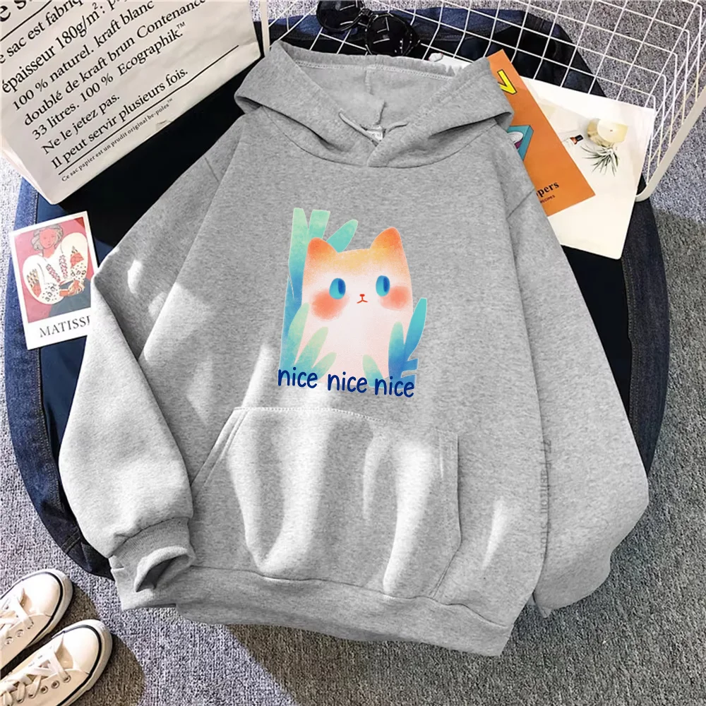 

Nice Nice Nice Cat Men's Vintage Hoodie Sweatshirt Cute Cartoon Graphic Print Daily Pullover Streetwear Autumn Clothing Hoodies