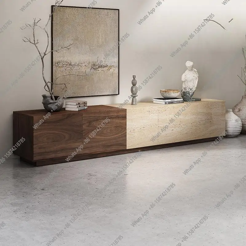 Natural Stone Media Console, Modern TV Stand with Soft-Closing Drawers, EO Certified & Spacious Storage, Customizable Design