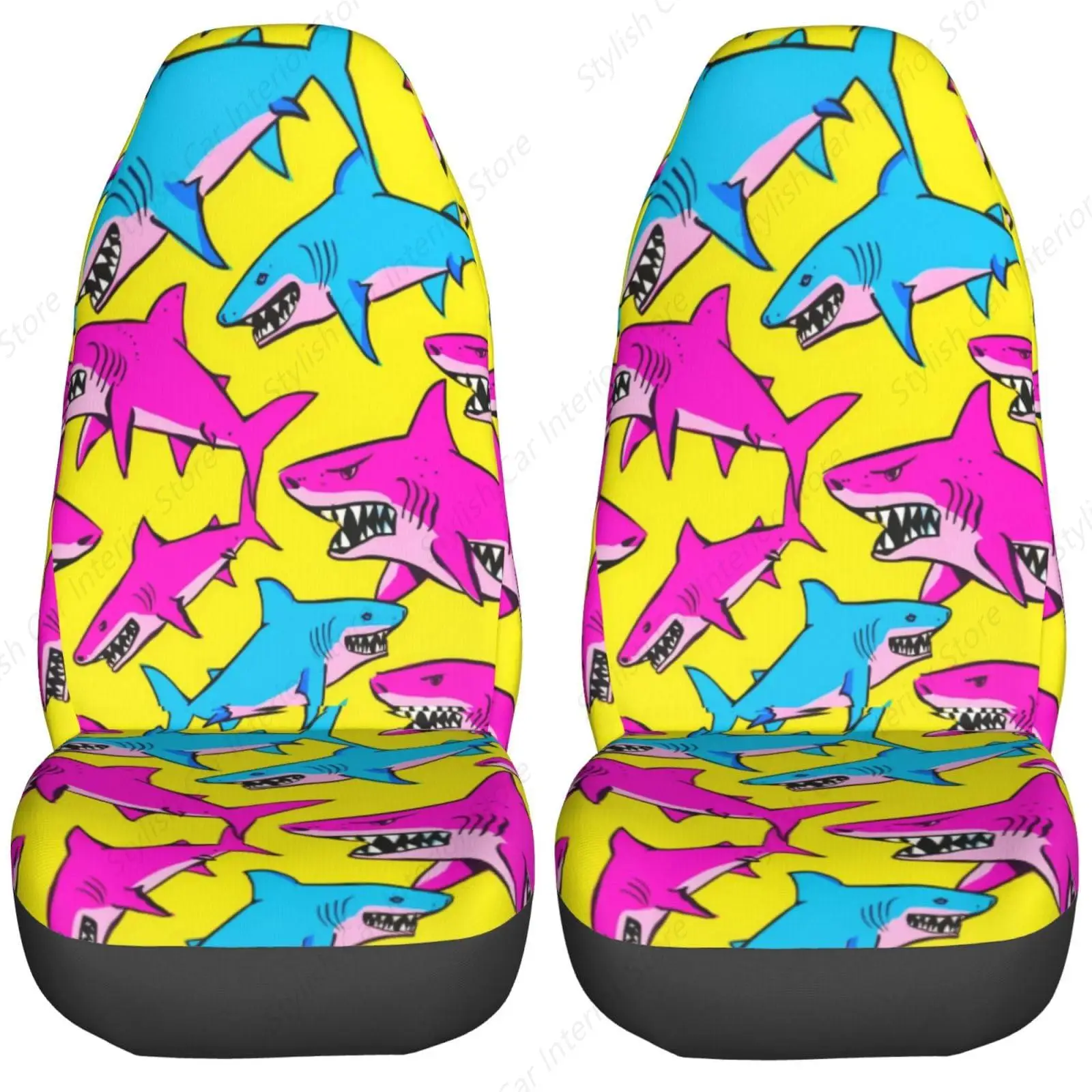 

Розовые и синие чехлы на автомобильные сиденья Sharks, универсальные 2-х шт., автомобильные чехлы на передние сиденья, подходят для большинства автомобилей, внедорожников, седанов, грузовиков