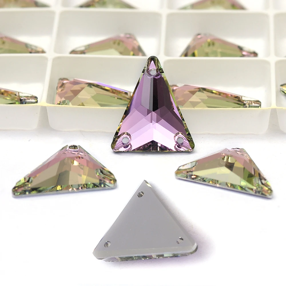 Pubrilex Slim Triangle Strass-Kristalle mit Glitzer zum Aufnähen für Kleider, Kleidung und Dekorationen – Detail 7