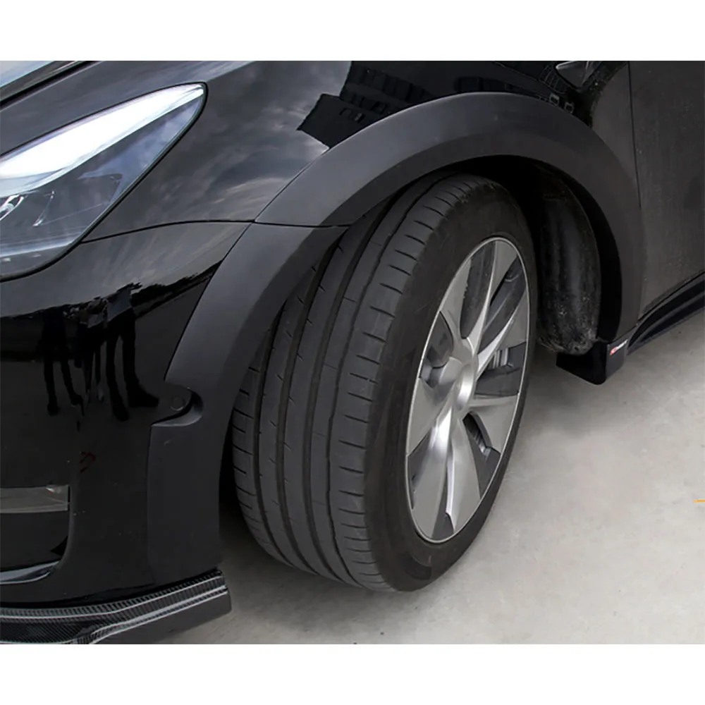 جديد ABS ماتي الأسود الوفير الجانب واسعة الجسم عجلة الحاجب 10 قطعة/المجموعة سيارة حماية لنموذج Y 2021 + تصفيف السيارة #4