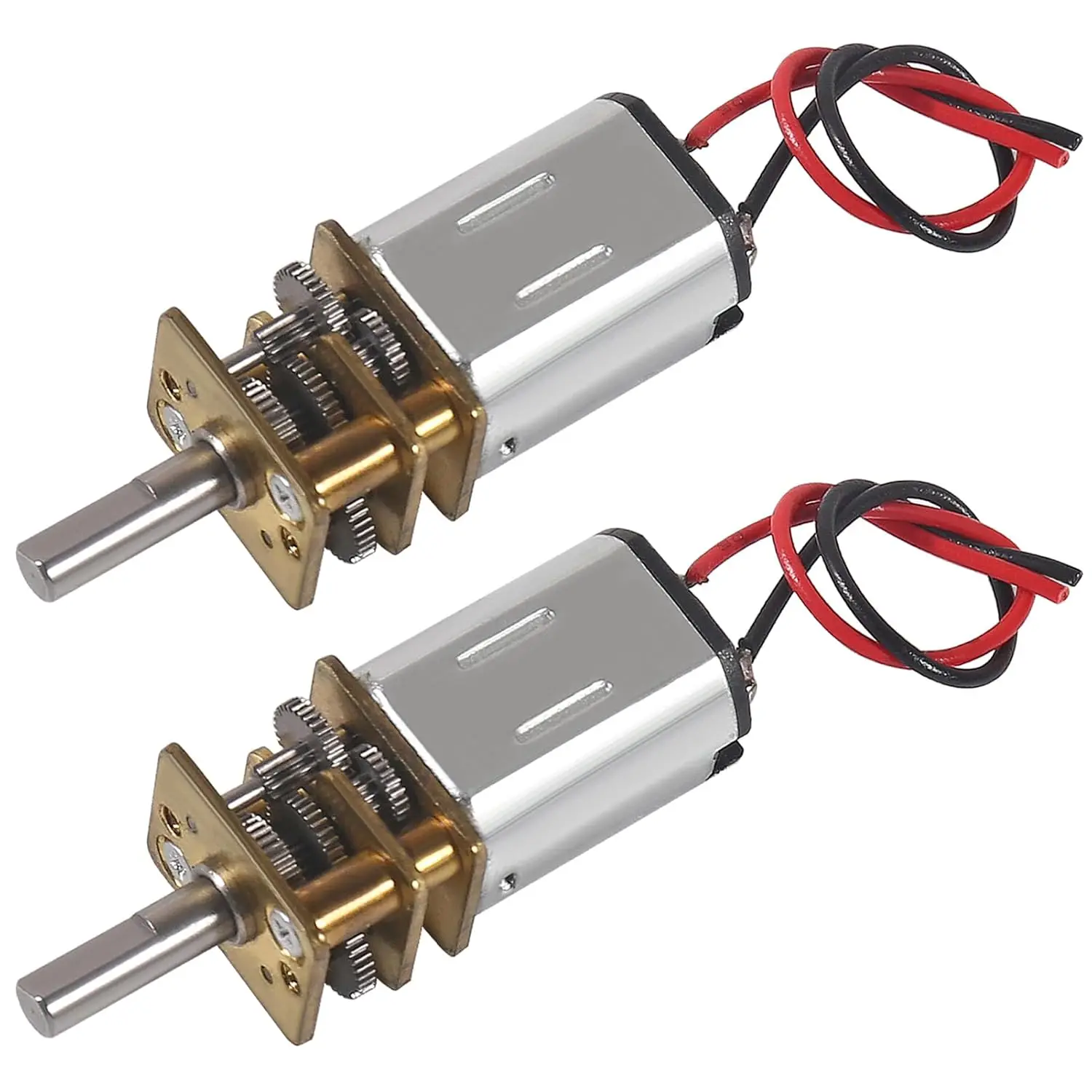 2 motores de engranajes N20 mini de CC 3V-6V de baja velocidad con caja de cambios totalmente metálica sin terminales para coches inteligentes y juguetes RC DIY