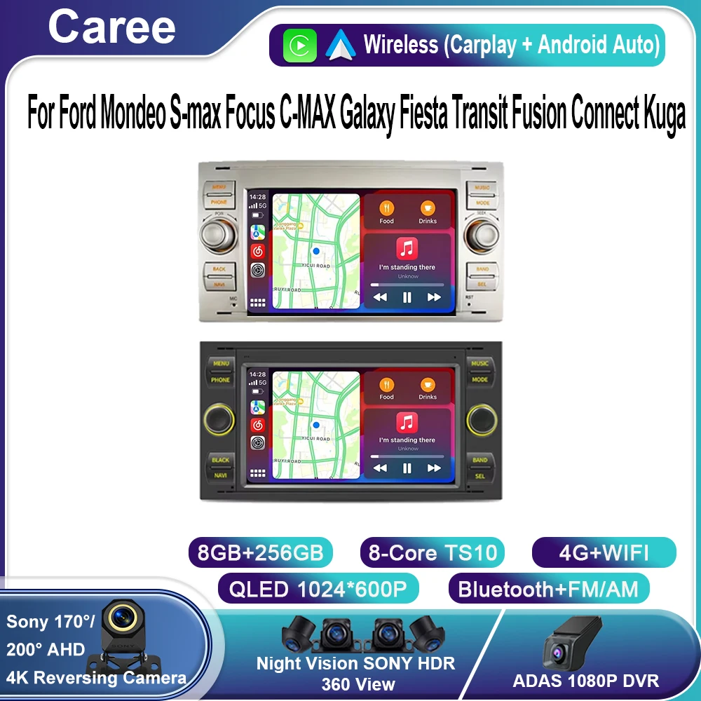 

Android15 Car Radio Wifi Navi For Ford Mondeo S-max Focus C-MAX Galaxy Fiesta Transit Fusion Connect Kuga Multimedia GPS BT WIF