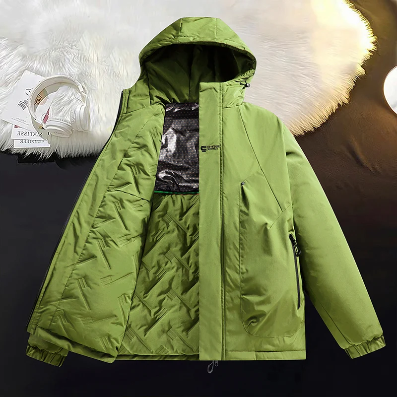 Winter Men\'s Cotton Jacket Autumn Casual Fashion British Coat Windproof Waterproof Warm Fleece Trend Versatile Male Top Clothes