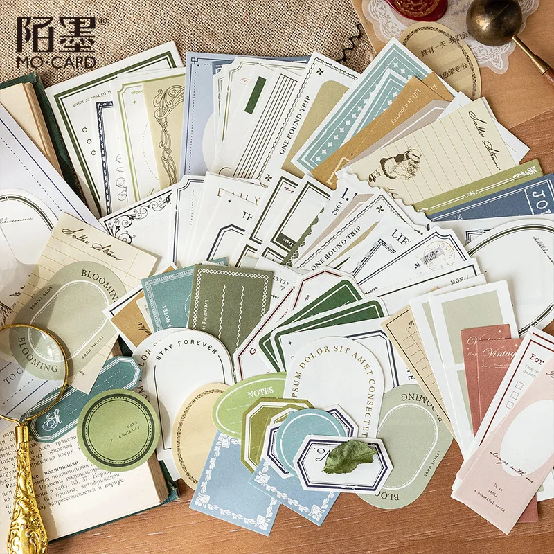 100 Pcs Vintage Notes Collection Series Memo Pad Decorative Stationery Scrapbooking Diary Album Lable Retro Material Paper Card