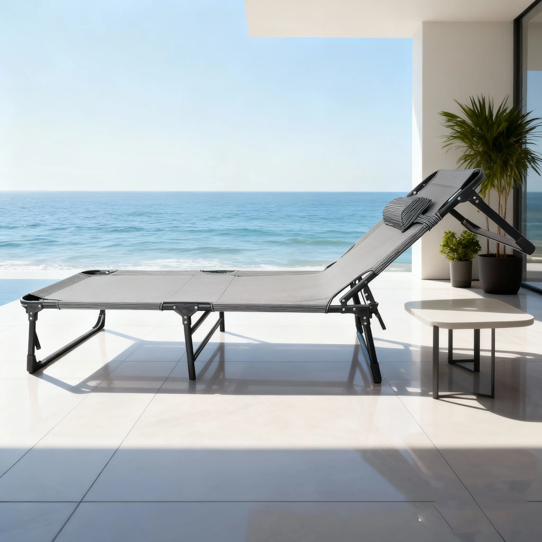 

Patio Modern Outdoor Furniture Lightweight Steel Frame Adjustable Folding Beach Chair Lounger Folding Camping Bedpromote sales
