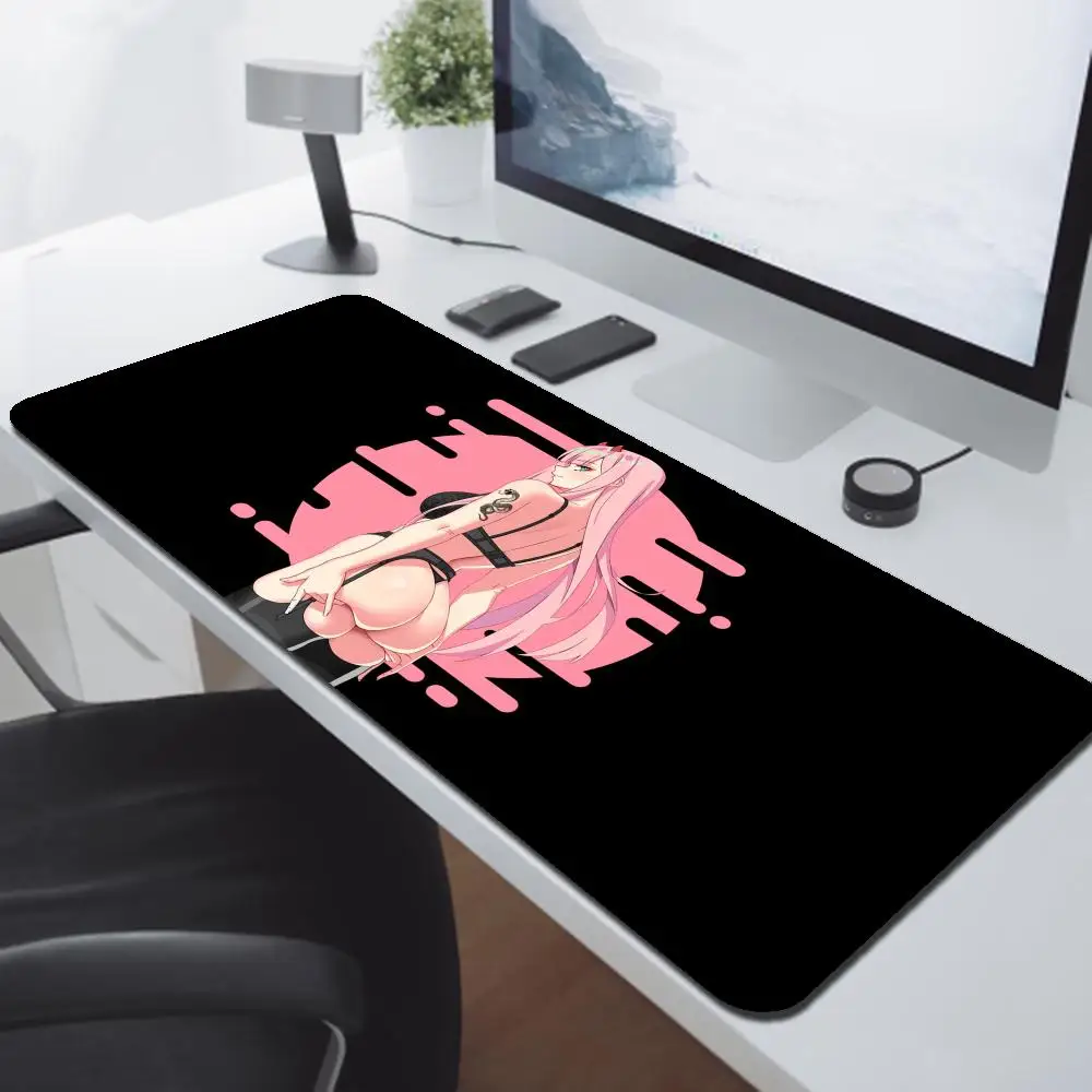 

Black Mouse Pad Anime Zero Two Large Carpet Keyboard Gaming Accessories PC Teclado Gamer Laptop Mousepad Locking Edge for CS GO