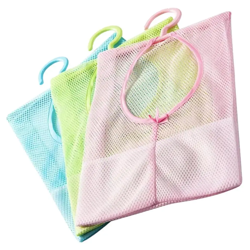 

3 Pcs Storage Net Bag Wardrobe Mesh Closet Laundry Hamper Multi function Convenient Storage Bag Household Camper Blue Pink