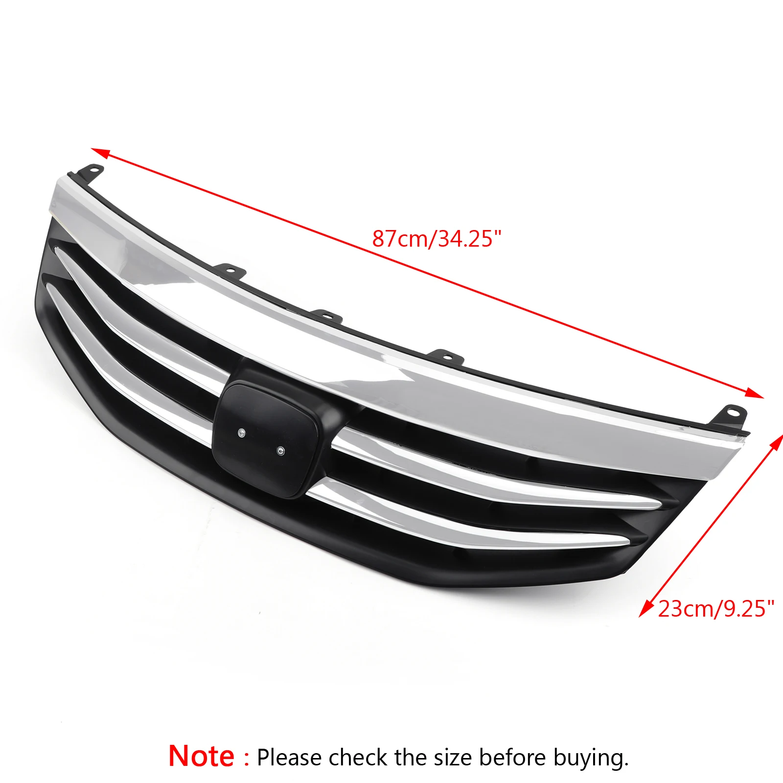 

Artudatech Front Upper Bumper Hood Black Chrome Grille Grill Fit for Honda Accord 2011-2012 4DR