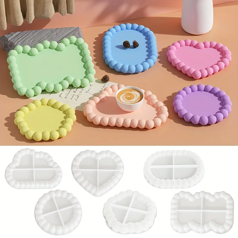 DIY Bubble Plaster Tray Coaster Silicone Mold, Candle Holder Jewelry Display Tray Home Decoration Handicraft Gift Making Mold