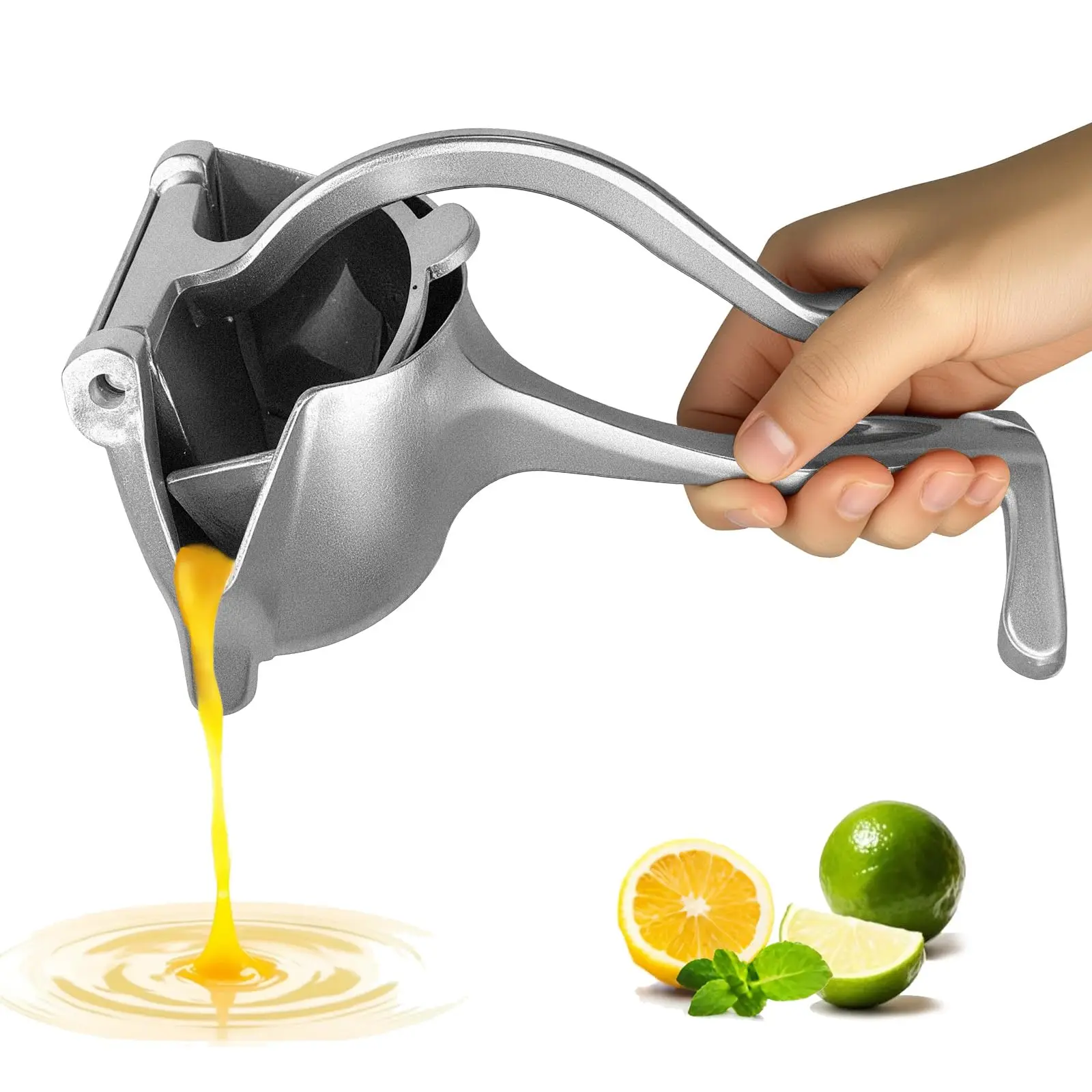 Fresh Fruit Juice Extractor Aluminum Alloy Manual Juice Squeezer Handheld Easy to Clean Heavy Duty Single Press Lemon Squeezer