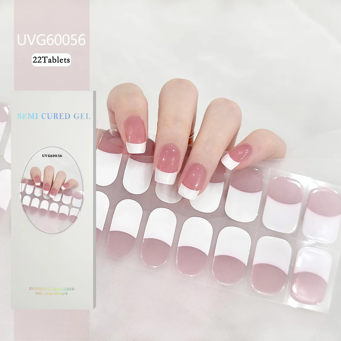 22Tips Semi-Curing-Gel-Nagelaufkleber benötigen UV-Lampe zum Aushärten, langanhaltend wasserfest, komplettes Set Nagelgel-Wraps.