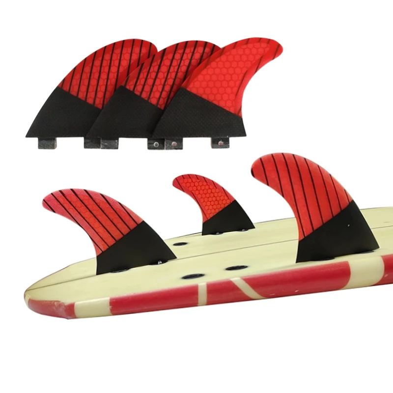 UPSURF FCS Fins Surf M Tri Fins Carbon Fiber Honeycomb Surfboard Fins Double Tabs 3 Fins(Thruster) High Performance Surf Fins