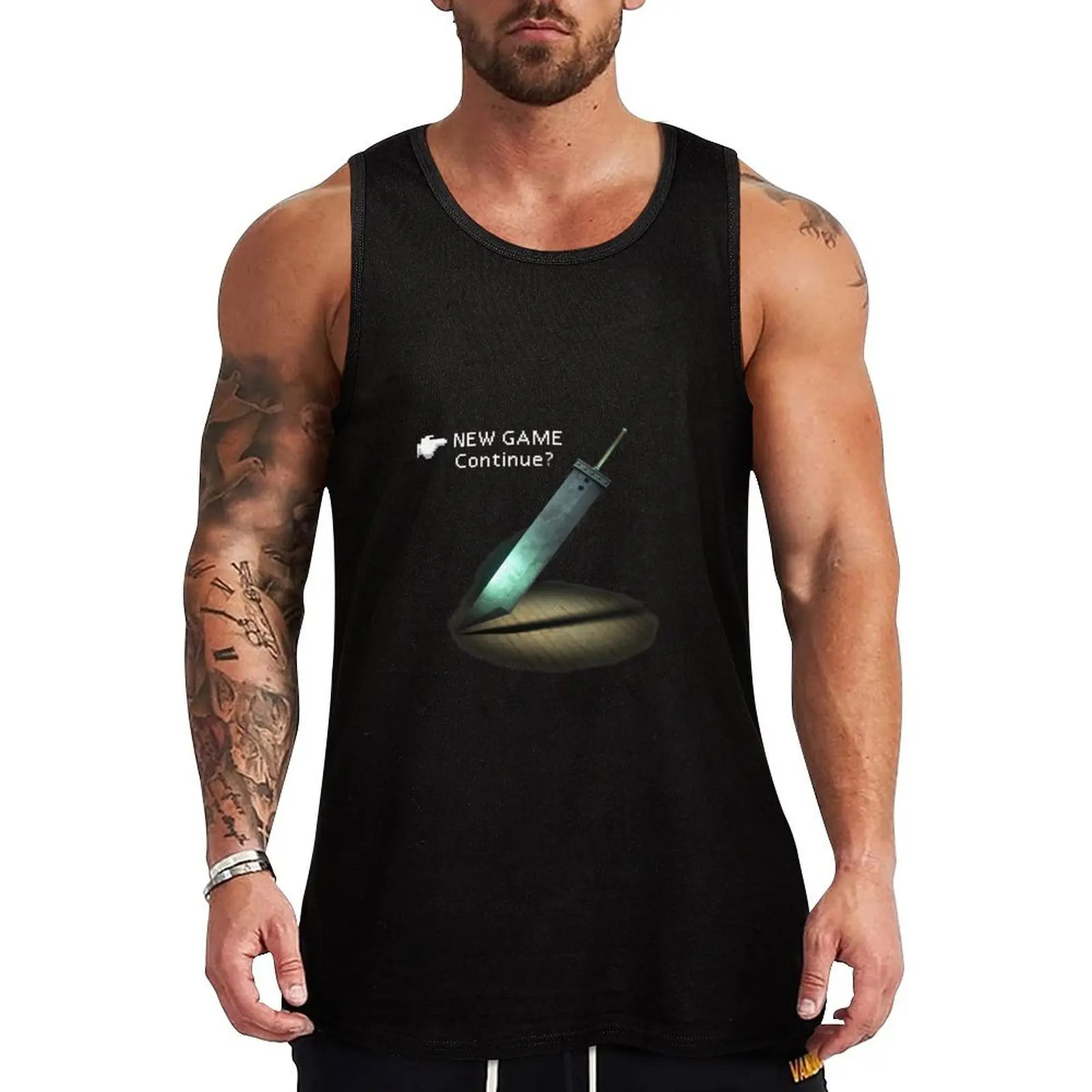 FF7 menu new game Tank Top Novelty Print Tank Top Casual Graphic Sleeveless Tee