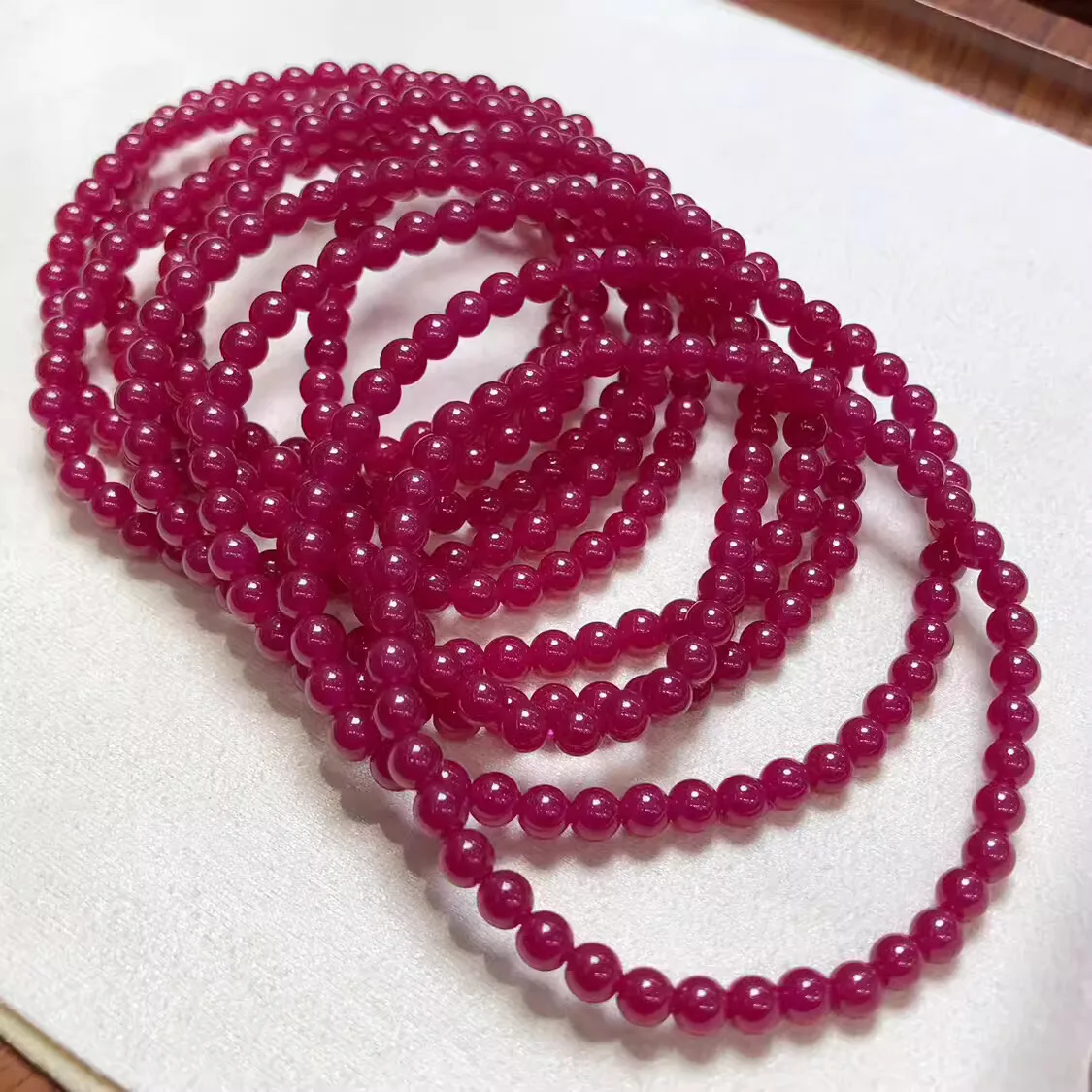 

1PIECE RUBY RED ROUND 4mm bracelet FPPJ 17cm