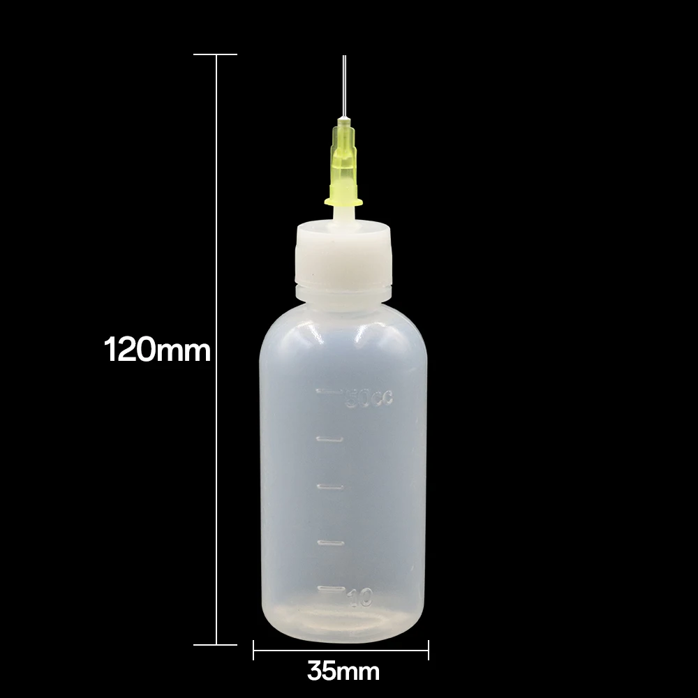 6 Stück 50 ml transparente Kleberflasche, zusammendrückbare Applikator-Kunststoff-Flüssigkeitsflasche mit 50 Stück Dosiernadeln, geeignet für Kleber-DIY – Detail 4