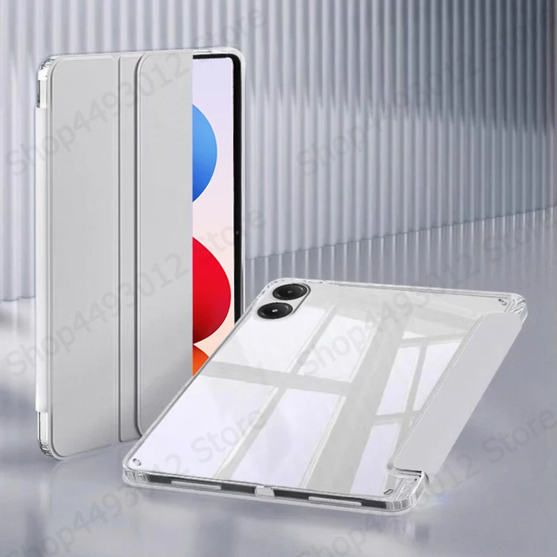 حافظة لهاتف Xiaomi Redmi Pad 2 Pro مقاس 12.1 بوصة ثلاثية الطي من الأكريليك الشفاف بظهر صلب قابل للطي حامل لوحي Funda لهاتف Redmi Pad 2 Pro 2025