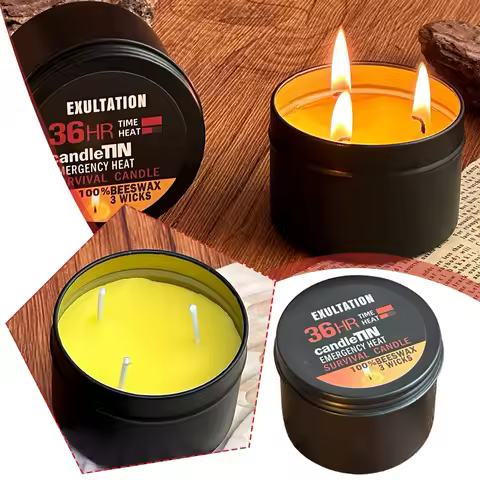 Noodsituatiekaars 36 uur 3 Wick Langdurige Beeswax Survival Kaars met Aroma voor Thuis Camping Vissen