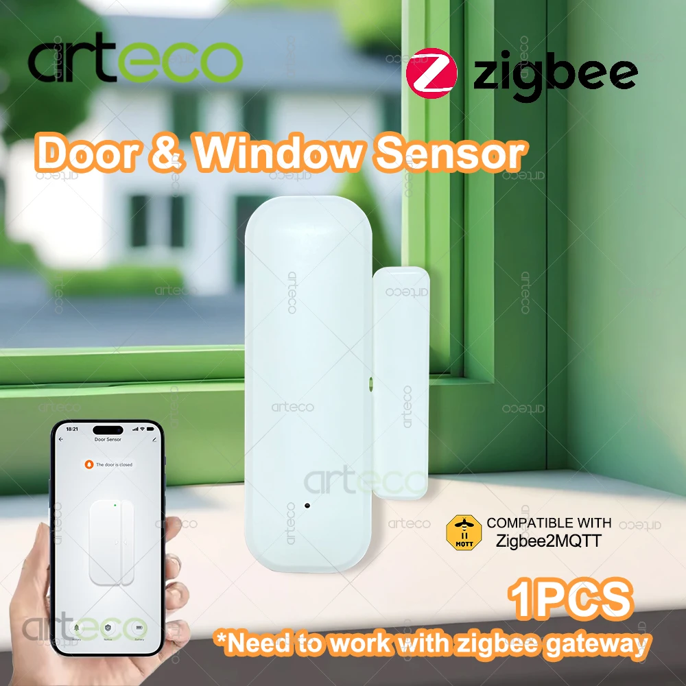 

Датчик двери Zigbee, датчик окна, беспроводной магнитный детектор открытия и закрытия двери, датчик охранной сигнализации для умного дома, нужен концентратор