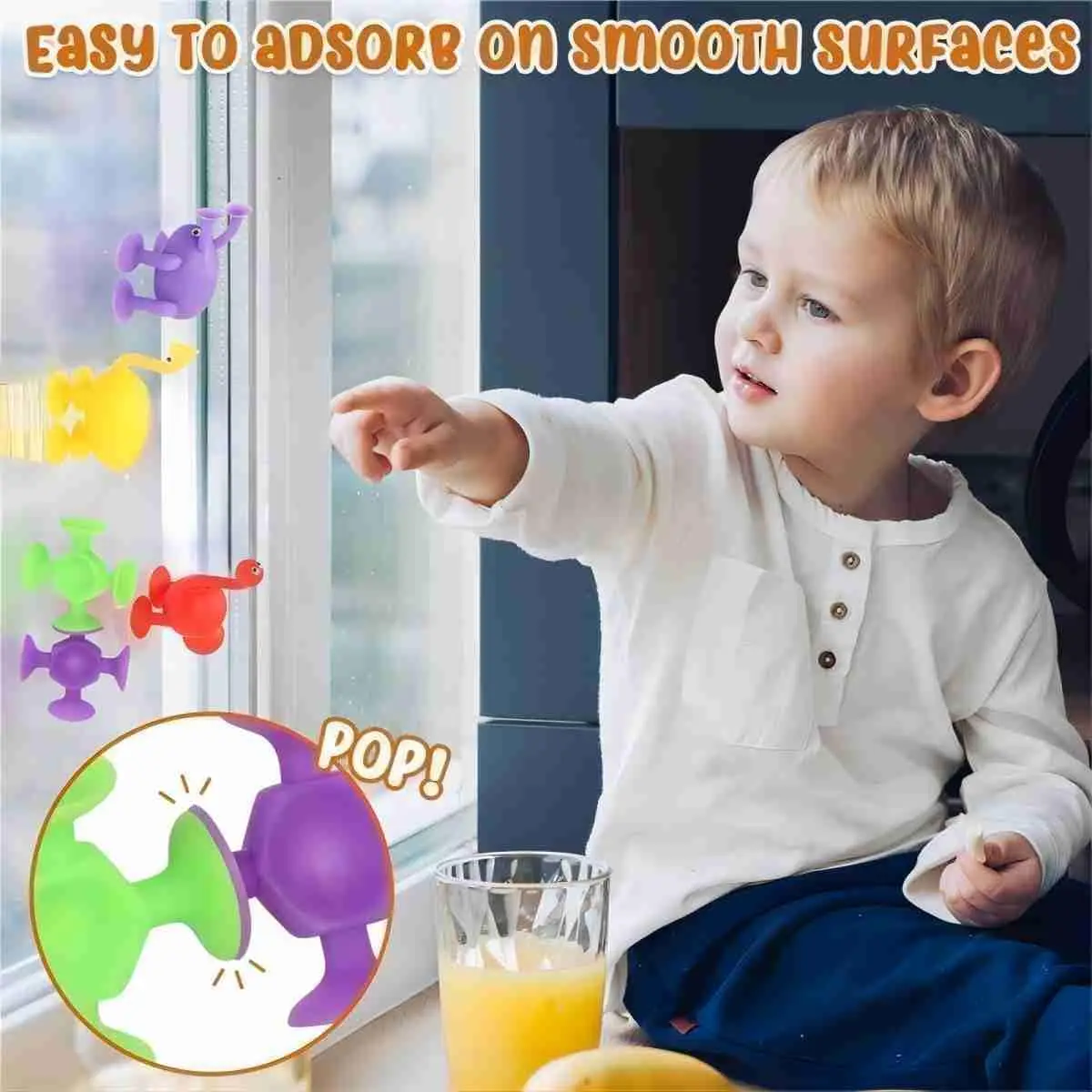 Suction Cups Children Toy Silicone Pieces Games Build Block Suction Bath Toy Sensory Fidget Sucker Toy for Kids 2 to 4 Years Old